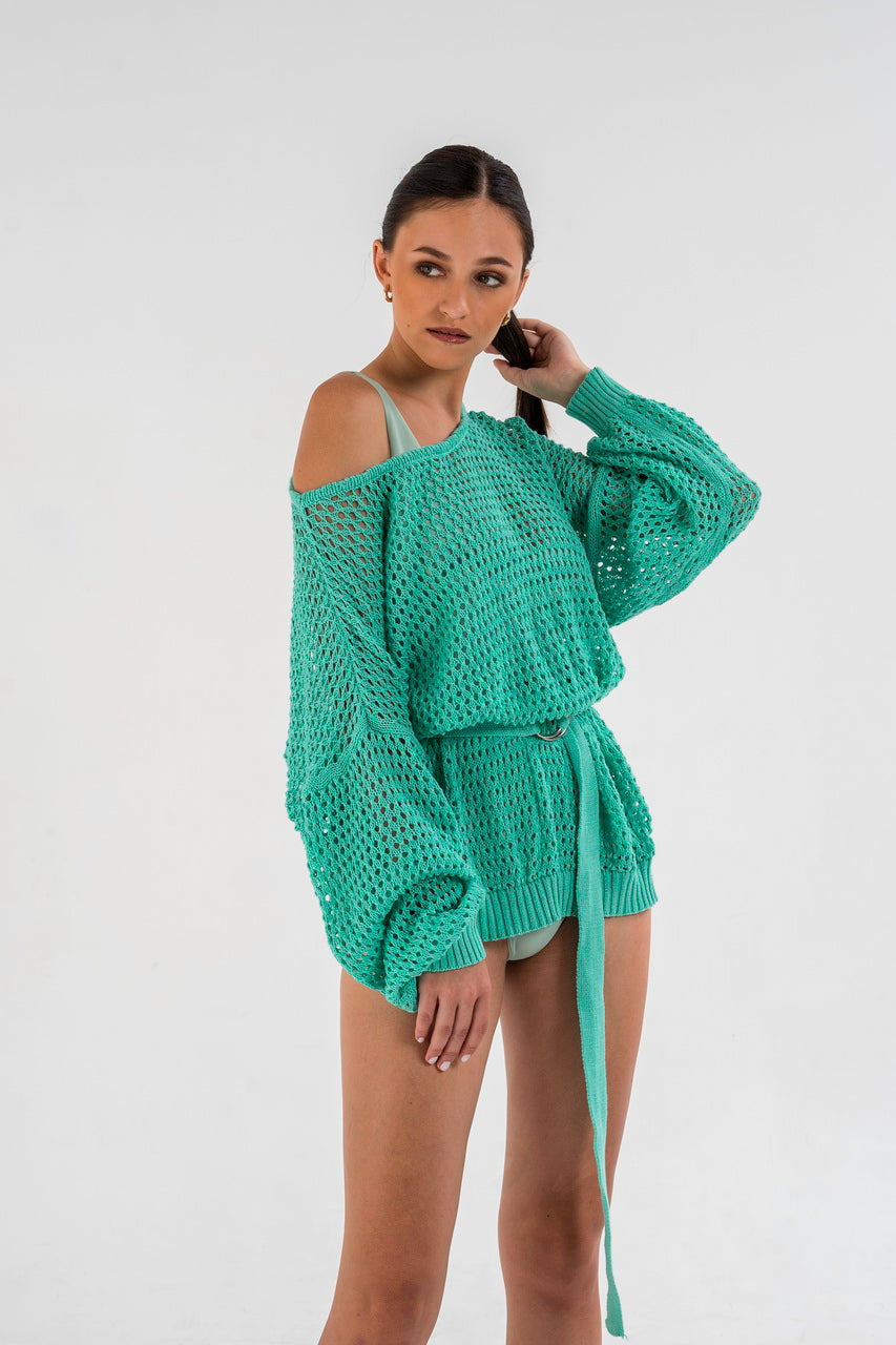 Oceana Oversize Top Knitwear - Light Green